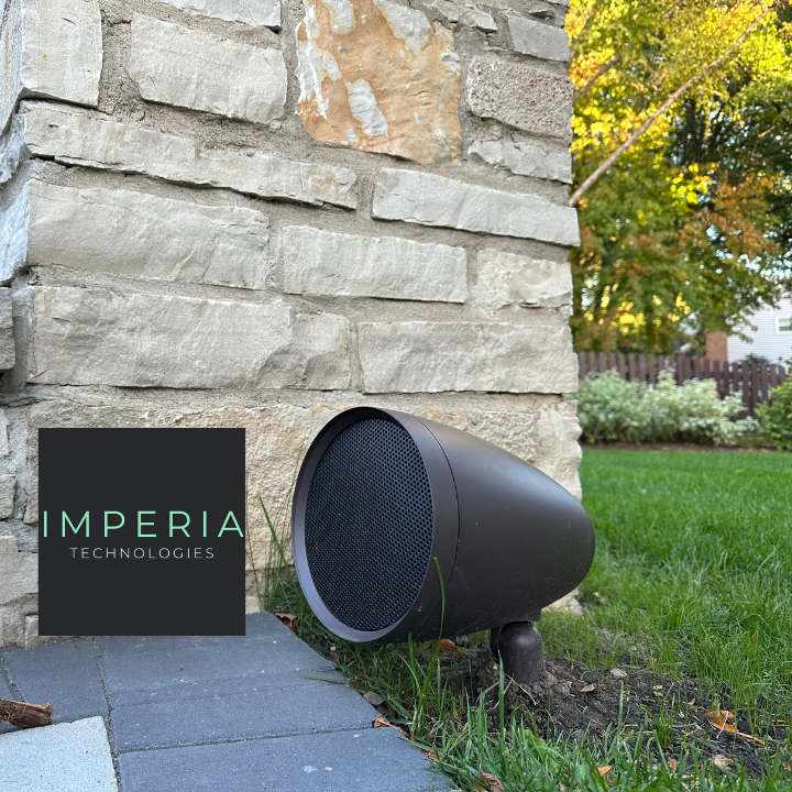 Outdoor Sonance landscape speaker in a residential installation